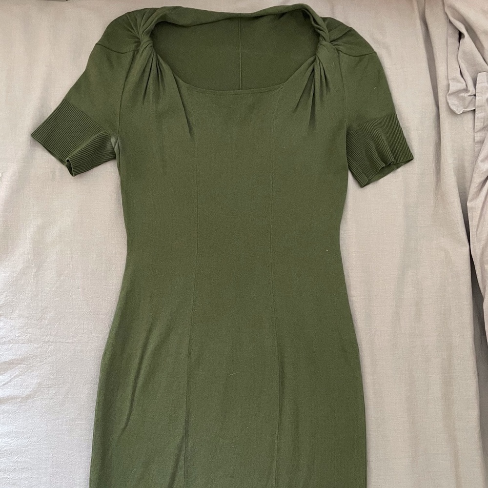 banana republic extra small green mad men sweater dress, knee length
